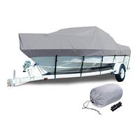 AMGJ Telo Copri Barca, Coperture per Barche Tessuto Oxford 300D Impermeabile Adatto a Scafo a V, Tri-Scafo, Barca da Sci da Pesca, Grigio,14 to 16ft: 530x290cm