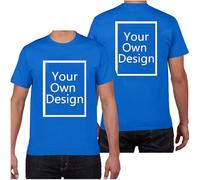 AMhomely Maglietta a maniche corte da uomo personalizzata, scollo rotondo, stampa personalizzata davanti e dietro, casual per tutti i giorni, taglie da M a 4XL, P01 Blu, L