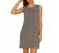 AMhomely Mini abiti da donna casual estivi prendisole senza maniche abito canotta moda elegante clubbing abiti da lavoro, D24 Marrone, XXL