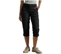 AMhomely Pantaloni da donna a 3/4, gamba dritta, con elastico in vita, pantaloni chino cargo con tasche, orlo arrotolato, pantaloni casual Capri da donna, Nero , L