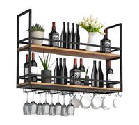 amhricho Portabottiglie da appendere, doppio portabicchieri da vino in metallo con portabicchieri alto, mensola da soffitto per bar, portaoggetti per bar, cucina e caffè (Size : 120cm)