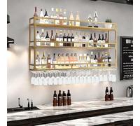 amhricho PortabottiglieDa Vino, Portabottiglie Da Parete Con Ripiano Espositivo, 3 Livelli Portabottiglie Da Vino A Parete Per Casa, Bar, Ristorante (GOLD, 100 * 25 * 90CM)