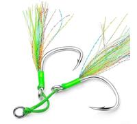 Ami da pesca costruiti in acciaio ad alto tenore di carbonio con seta PVC brillante e anelli in acciaio inossidabile, legati a mano per lenza intrecciata in PE, confezione da 2 paia per un efficace