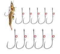 Ami da Pesca Pesca Gatto Gatto Ami da Pesca Ami in Scatola Ami da Pesca per Esca Viva, Acqua Salata, Acciaio al Carbonio con Barbe e Fori per Acqua Dolce
