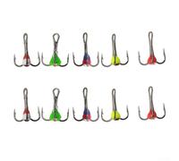 Ami da pesca su ghiaccio in acciaio inox con bocca multiangolare, set da 10 pezzi con tre ganasce per una maggiore velocità di cattura, adatti per pesca su ghiaccio e esche affondanti (8#)