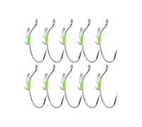 Ami luminosi per gamberetti in acciaio al carbonio, set da 10 pezzi, per pesca con cernia, con gancio offset, cinturino in silicone e movimento naturale per nuoto (1/0#)