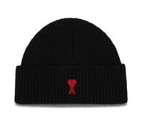 Ami Paris - Cappello Beanie Nero Rosso ADC - - Accessories - unisex - Nero - ONE SIZE