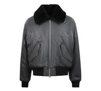 Ami Paris - Giacca bomber in pelle con collo di pelliccia - - Jackets - Uomo - Grigio - M