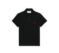 Ami Paris - Polo con Logo Cuore Cotone Nero - - Tops - Uomo - Nero - L