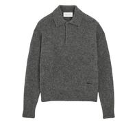 Ami Paris - Polo in Lana e Alpaca con Ricamo Ami - - Knitwear - Uomo - Grigio - M