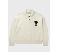 AMI Paris POLO SWEATER WITH CONTRASTED AMI DE COEUR men Pullovers white in taglia:S