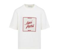 Ami Paris - T-shirt Boxy Fit a Maniche Corte con Stampa Firma - - Tops - unisex - Beige - S