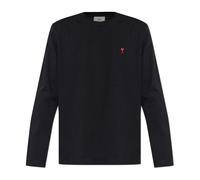 Ami Paris - T-Shirt con Logo Ricamato - -Tops -Uomo -Nero -L