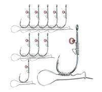 Ami per, 10 ganci per esche marine | Ami da per pesce gatto in acciaio al carbonio | Attrezzature per attività all'aria aperta, supporto per gamberetti 2 in 1, forte raccoglitore ad