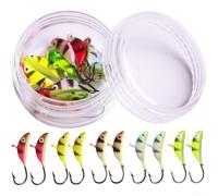 Ami pesati a forma di mezzaluna da 12 g, per pesca sul ghiaccio e attrezzatura leggera, da utilizzare con ami spinati per migliorare la ritenzione dei pesci (10 colori per scatola)