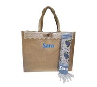 AmiAmarena Borsa spiaggia e telo mare personalizzate con ricamo. Set 2 pezzi, borsa mare e telo da donna. (Sabbia, Multicolore)