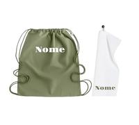 AmiAmarena Set 2 pezzi per bambini. Zainetto e asciugamano personalizzabili in 100& cotone. Set asilo nido (Verde, Cotone)