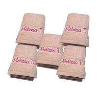 AmiAmarena Set asciugamani per asilo. 5 asciugamani per asilo con asola e nome ricamato. Asciugamani personalizzati per bambini (Rosa, Nome)