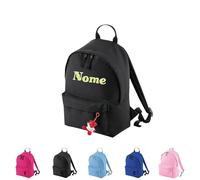 AmiAmarena Zaino piccolo personalizzato con ricamo Zainetto asilo, scuola materna, palestra. Zaino per bambini e ragazzi (Nero, 24x33)