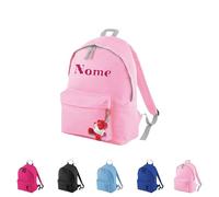 AmiAmarena Zaino piccolo personalizzato con ricamo Zainetto asilo, scuola materna, palestra. Zaino per bambini e ragazzi (Rosa, 24x33)