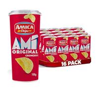 AMICA Chips | AMI' Original, Patatine Gusto Original, Confezione a Tubo Apri e Chiudi, Gusto Croccante, 16 Pezzi x 100 gr