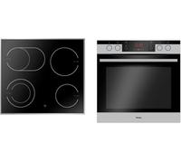 Amica EHCX 934 600 E EEK: A Einbauherd-Set mit Glaskeramikkochfeld, 77 L, Zweikreis-Bräter-Zone, Heißluft, CoolDoor3, Display, edelstahl