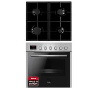 Amica EHEG 934 112 E - Set piano cottura a gas, senza cornice, design fine, in acciaio inox, 65 l, timer SensorControl/MF11, 1 estrattore i efficienza energetica A