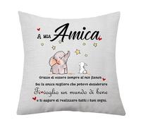 Amica Regalo Migliore Amica Copricuscino Amici Regali per Aimca Cuscino Copertura Ispiratore Regalo per Donna Ragazze Regalo di Laurea Regali di Compleanno Natale(Grazie)