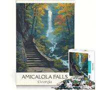 Amicalola Falls Georgia Puzzle da 1000 pezzi | Gioco impossibile da costruire fai-da-te con pezzi di forma casuale completamente ad incastro 75x50cm