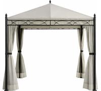 Amicasa Gazebo da Giardino 3x3 mt Ferro/Tessuto Tende e Zanzariere Bianco Oregon