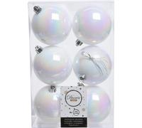 Amicasa Palline per Albero di Natale 6pz D. 8cm Sfera Mix White iris - 9022054