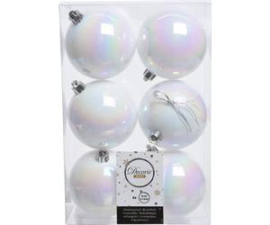 Amicasa Palline per Albero di Natale 6pz D. 8cm Sfera Mix White iris - 9022054