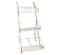 Amicasa Porta piante carrello 3P (37x49x81 cm) Bianco anticato