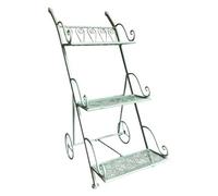 Amicasa Porta piante carrello 3P (37x49x81 cm) Verde salvia anticato