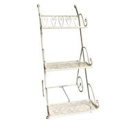 Amicasa Porta piante ferro carrello 3P (37x49x81cm) Bianco anticato