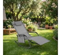 Amicasa Sdraio da Giardino a Dondolo 174x62x83 cm Grigio Gaia