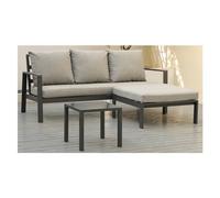 Amicasa Set da esterno alluminio, poliestere KORA 3 posti Grigio BHR 10010 3