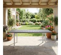 Amicasa Tavolo da Giardino Allungabile Rettangolare in Plastica/Ferro Dimensioni 180-240x89,5x76 cm colore Bianco e Grigio - Torino