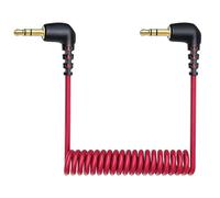 AmiCera Cavo patch SC2 TRS da 3,5 mm, da maschio a maschio, a spirale, cavo audio per microfono ad angolo retto per collegare fotocamera/registratore con microfono, compatibile con microfono Rode
