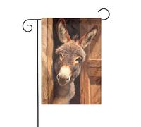 Amichevole asino che sbircia bandiera da giardino 30 x 45 cm verticale su entrambi i lati per fattoria vacanze decorazioni esterne bandiera cortile