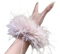 Amichevoli fasce per capelli con piume oversize pratiche cravatte elastiche con texture naturale per diverse occasioni con anello piumato