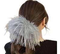 Amichevoli fasce per capelli con piume oversize pratiche elastiche per capelli con texture naturale per diverse occasioni Scrunchie con piume grandi