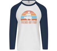 Amici Degli Animali Vegetariani Non Cibo Vegan 2 Uomo L/S Maglietta Baseball