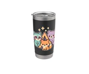 Amici del campo della foresta Kawaii Bicchiere termico in acciaio inox doppia parete