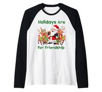 Amici Holidays Are for Friendship Santa Renna Fun Maglia con Maniche Raglan