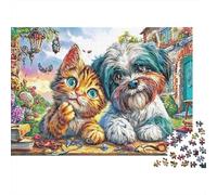Amici Notte Rompicapo Adulti 1000 Pz Gattino & Cucciolo Pezzi Uniformi Per Single Antigraffio Regalo Aziendale Tempo Libero 70x50cm/1000pcs