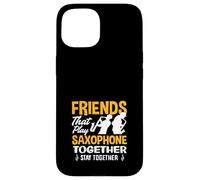 Amici suonano sassofono insieme divertente sassofonista Duo Custodia per iPhone 15