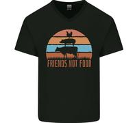 Amici Vegetariani Degli Animali Non Cibo Vegan 2 T-Shirt In Cotone A V