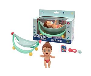 Amicicci - Relax Time, Dondola culla per il sonnellino, con libro, sonaglino e ciuccio. Include 1 personaggio Cicciobello Articolo per bambine a partire dai 3 anni