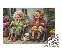 Amicizia Anziani Terrazza al Sole Puzzle 1000 Pezzi Carta per Adulti Scena Allegra Gioco di Puzzle 1000 Pezzi Relax Famiglia Decoro Regalo 70x50cm/1000pcs